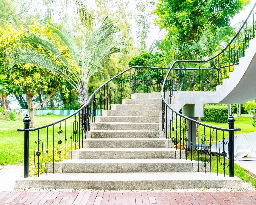 steel railings stair design house outside